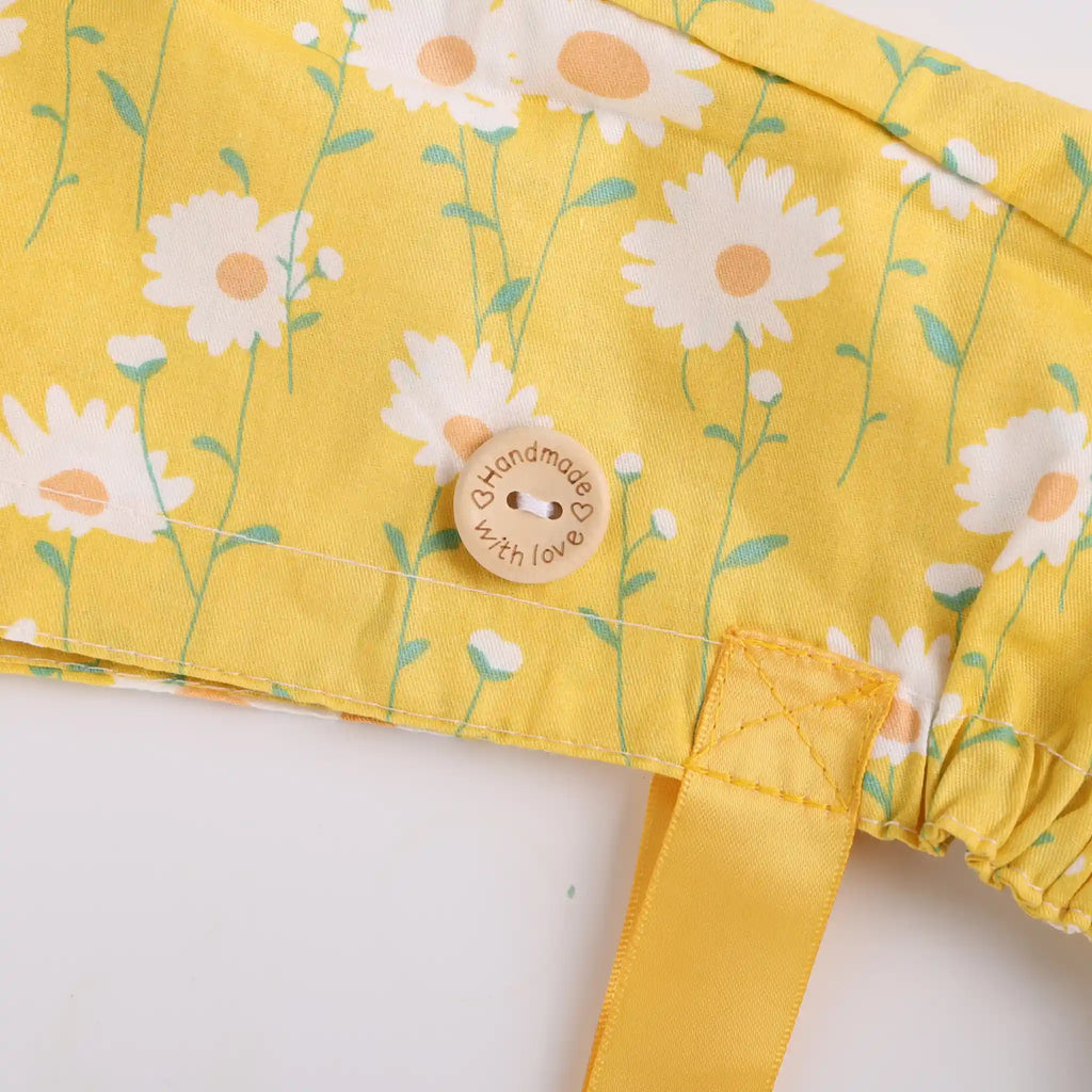 Yellow Daisy Ponytail Scrub Cap