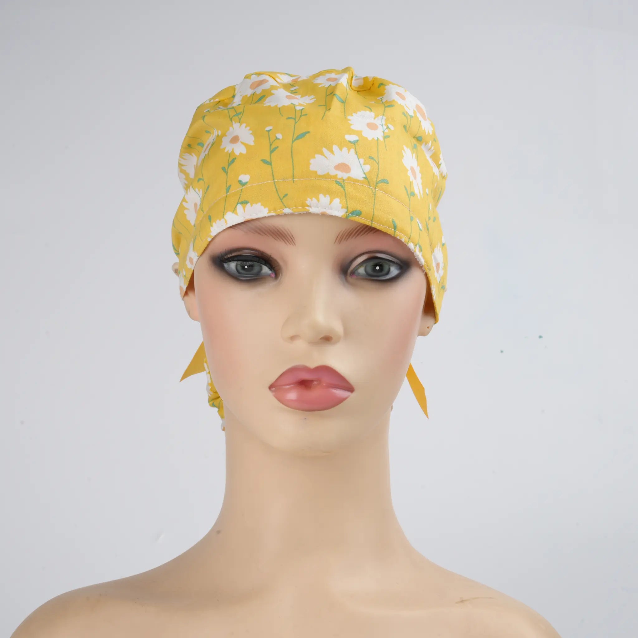 Yellow Daisy Ponytail Scrub Cap