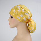 Yellow Daisy Ponytail Scrub Cap