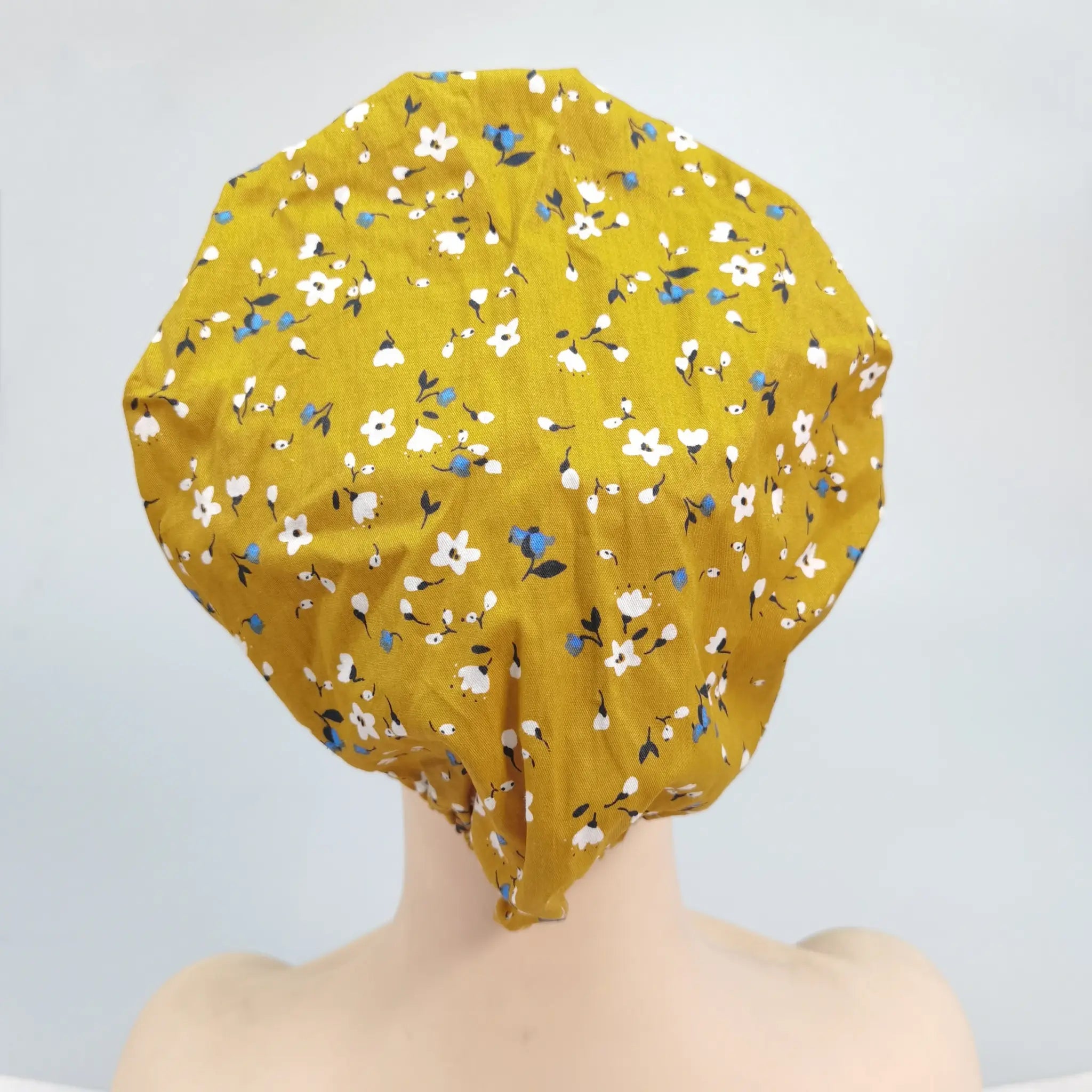 Yellow Floral Bouffant Scrub Cap
