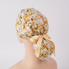 Yellow Floral Ponytail Scrub Cap