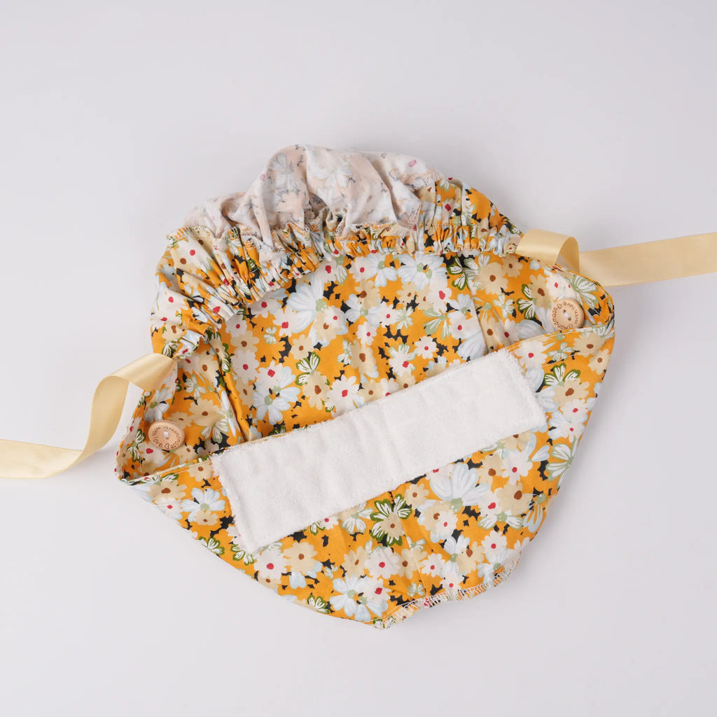 Yellow Floral Ponytail Scrub Cap