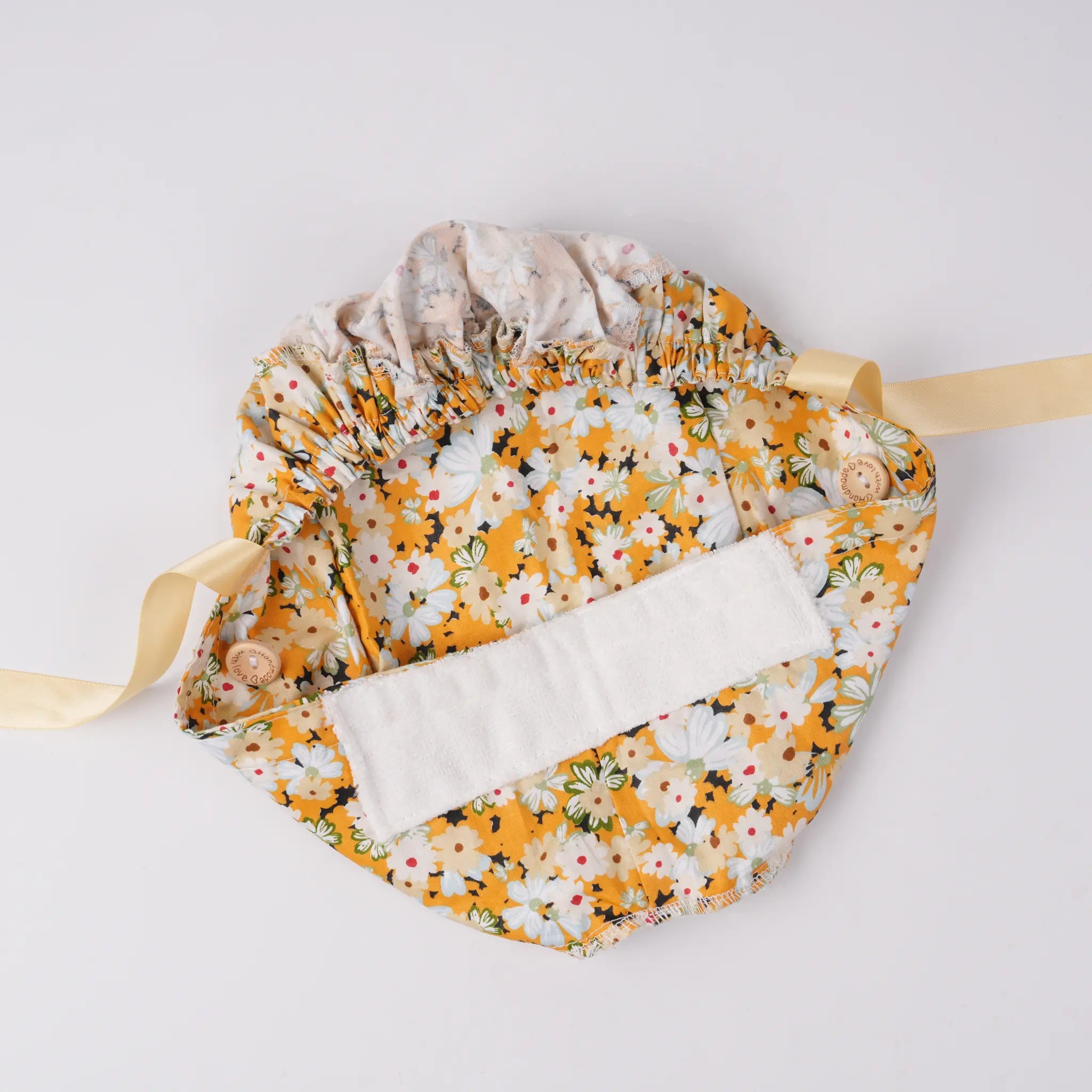 Yellow Floral Ponytail Scrub Cap