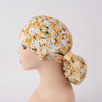 Yellow Floral Ponytail Scrub Cap