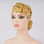 Yellow Sunflower & Deer Ponytail Scrub Cap
